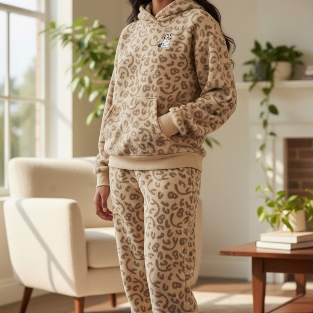 Cozy Kids Leopard Print Matching‎ Set